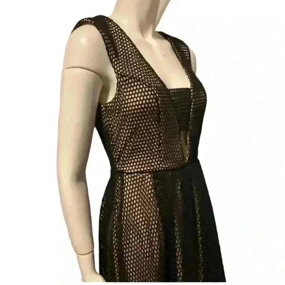 Charlotte Russe Black Mesh Dress | Fit & Flare Cut Out | Whimsigoth Prom Party - Picture 4 of 14